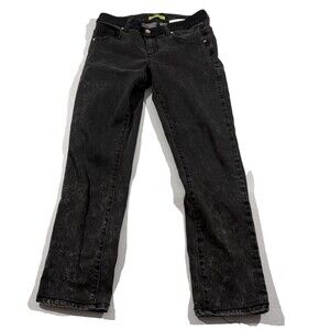 Versace Jeans Couture Women's Black Acid Wash Slim Straight Denim Jeans Sz 25